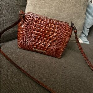 Brahmin Brown Crocodile Pattern Crossbody Bag